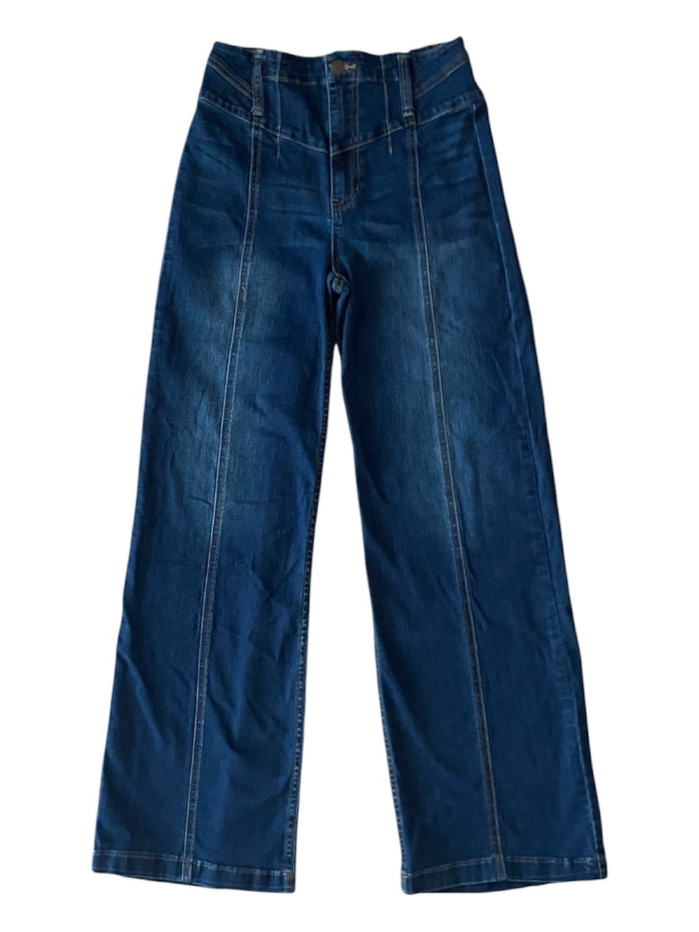Altar'd State Katherine Blue High-Rise Wide-Leg Jeans with Front Seams